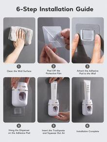 1pc Automatic Toothpaste Squeezer, Wall-Mounted Toothpaste Dispenser, No-Drill Plastic Toothpaste Dispenser, Bathroom Accessory - Multiple Colors and Styles - View 7