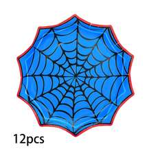 12/24/48pcs Spider Web Paper Plates, Blue & Red Spider Web Shaped Disposable Plates, Spider Theme Party Supplies, Halloween Party Tableware, Suitable For Birthday Celebration, Costume Party, Horror Gathering, Cake Dessert Snack Serving Table Decoration - Spider Web - View 11