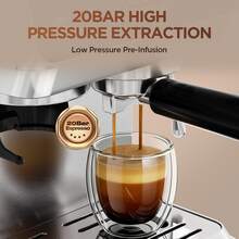 CAFELFFE 義式咖啡機、研磨一體咖啡機 20BAR、冷熱沖泡、奶泡器、內建研磨機、蒸氣功能、觸控螢幕、自清潔功能 不銹鋼機身、44級研磨精度、1.8升水箱、110g豆倉 家庭、辦公室、咖啡愛好者 - 歐規F型插(220-240V) - 查看 4