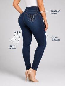 Women's Colombian Skinny Jeans - Dark Wash - View 2