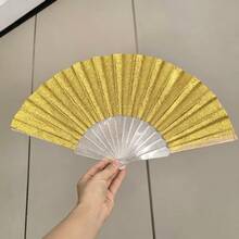 12pcs/1pc/ Shiny Silver Handheld Fan, Summer Beach Fan, Portable Fan, Essential For Party And Beach Outings, Suitable For Various Holidays And Wedding Occasions. School - Silver - View 10