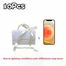 10pcs/2pcs Faux Pearl Decorated Gift Bags, Simple Party Packaging Bags, Pearl Handle Decorated Paper Gift Boxes, Exquisite Pure White Gift Packaging Boxes For Valentine's Day Wedding Gifts, Embossed Printed Floral Mini Packaging Bags Paper Boxes Gift Set Boxes Small Gift Bags Wedding Favors Party Decorations, Mother's Day Gift Boxes - White - View 14
