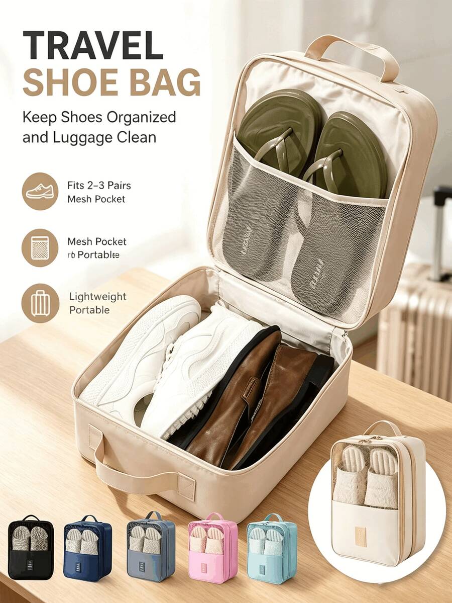 Portable Waterproof Travel Shoe Bag, Dust-Proof Large Capacity Shoe Storage Organizer, Multi-Functional Travel Shoe Storage Bag