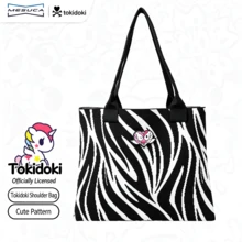 Mesuca & Tokidoki Cartoon Tote Shoulder Bag, Black And White Zebra Print, Large Capacity Handbag With Inner Pocket And Reinforced Handle, Lightweight Daily Commute Storage Bag - View 8