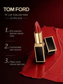 Tom Ford TF Black Tube Rich Lipstick #16 Scarlet Red 1g Creamy Satin Moisturizing Lipstick Sample Size For Daily Commute Color Swatch Portable - #16 1g - View 4