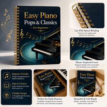 Beginner Easy Piano Songbook Spiral Notebook, Popular And Classical Piano Music Tutorial For Beginners, Introductory Practice Sheet Music Reference Manual, Includes Popular And Classical Pieces, Suitable For Piano Beginners To Practice And Play, Luxurious Black And Gold Piano Art Cover, Metal Spiral Binding For Flat Lay And Easy Flipping, Convenient For Practice And Reference, Music Lovers Learning Tool Book, Piano Beginner Reading Material, Creative Gift Notebook For Music Lovers - Style 1 - View 6