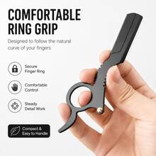Ring-Style Straight Razor Set With 40pcs Replacement Stainless Steel Blades, Non-Slip Handle Hair Clipper And Shaving Razor, Suitable For Beard Trimming, Eyebrow Shaping, Hairline And Body Hair Precision Grooming, Salon And Home Use - Multi-color - View 3