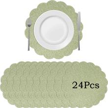 Brown Lace Placemats, Machine Washable, Non-Slip, Flat Table Mat With Coaster, Wedding Home Decor, Table Ornament, Spring Outdoor Holiday Party Gift, Washable Heat-Insulating Mat, Vase Mat, Christmas New Year - Grass Green - View 18