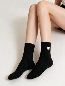 1 Pair Socks, College Style Cartoon Fashion Daily Wear - Black - View 3