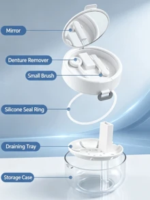 Leak-Proof Denture Travel Storage Box, Portable Soaking Cleaning Box With Drain Tray, Suitable For Retainers, Mouthguards, Travel Oral Care Accessories - Multicolor - View 10