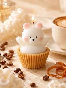 Sweet Bear Decorative Scented Candle, Handmade 3D Cupcake Design, Soft Vanilla Inspired Aroma And Warm Glow, Charming Tabletop Decor, Suitable For Birthday, Wedding, Tea Party, Dinner, Photo Prop, Romantic Celebration, Friendship Gift, Holiday Surprise - Multi-fragrance - View 12