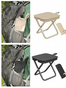 1pc Portable Folding Camping Stool, Lightweight Travel Chair With Adjustable Zipper Design, Compact Outdoor Seat Suitable For Fishing, Picnic, Beach, Easy To Carry With Storage Bag - Multicolor - View 2