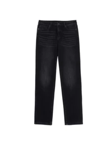 CAMEL CROWN Celana Jeans Denim Pria Model Lurus dengan Tampilan Vintage, Celana Panjang Luar Ruangan yang Modis, Nyaman, dan Terasa Seperti Katun - Hitam - View 4