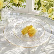 50/25/20/10pcs Transparent Gold Rim Plates/Trays Set, 7.5 Inch/10.25 Inch Reusable Plates, Food Trays, Fruit And Snack Platters, Dessert And Salad Plates, Cheese And Candy Trays, Multi-Purpose Tableware For Party, Wedding, Birthday, Picnic, Holiday Events, Easy To Clean And Durable, Suitable For Home And Event Elegant Table Setting - View 3