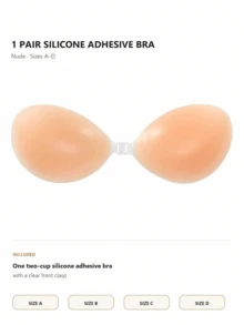 1/2 Pair Reusable Silicone Adhesive Bras, Non-Slip Lining, Suitable For Wedding Dresses, Small Size, Gentle Low Adhesion - Multicolor - View 8