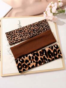 3pcs/1pc Leopard Print Women's Headband, Non-Slip Wide Elastic Soft Yoga Sweat-Absorbing Hairband, Fashionable Daily Wear Hair Accessory - Multicolor - View 3
