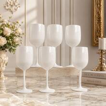 White High-Stem Wine Glasses, Elegant Modern Drinkware, Suitable For Wedding Reception, Dinner Party, Christmas, New Year, Birthday, Anniversary, Bridal Shower, Home Dining, Restaurant Table Setting, Hosting Guests And Holiday Celebration, Fashionable Table Decor - View 3