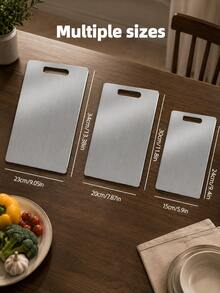 3pcs/1pc Titanium Alloy Cutting Board, Titanium Alloy Kitchen Cutting Board, 304 Stainless Steel Cutting Board Suitable For Meat, Fruits And Vegetables - Silver - View 15