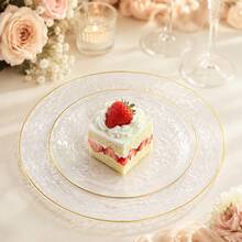 50/25/20/10pcs Transparent Gold Rim Plates/Trays Set, 7.5 Inch/10.25 Inch Reusable Plates, Food Trays, Fruit And Snack Platters, Dessert And Salad Plates, Cheese And Candy Trays, Multi-Purpose Tableware For Party, Wedding, Birthday, Picnic, Holiday Events, Easy To Clean And Durable, Suitable For Home And Event Elegant Table Setting - View 4