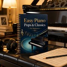 Beginner Easy Piano Songbook Spiral Notebook, Popular And Classical Piano Music Tutorial For Beginners, Introductory Practice Sheet Music Reference Manual, Includes Popular And Classical Pieces, Suitable For Piano Beginners To Practice And Play, Luxurious Black And Gold Piano Art Cover, Metal Spiral Binding For Flat Lay And Easy Flipping, Convenient For Practice And Reference, Music Lovers Learning Tool Book, Piano Beginner Reading Material, Creative Gift Notebook For Music Lovers - Style 1 - View 3