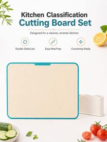 1pc Kitchen Cutting Board Set, Double-Sided Chopping Boards, Easy Food Prep, Modern Minimalist Kitchen Essential For Fruit Vegetable Meat Home Cooking - View 1