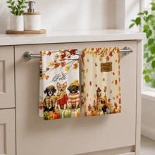 2/4/6 buah, Handuk Dapur Motif Anak Anjing Musim Gugur, Handuk Teh Mikrofiber Ultra Halus Lembut dan Sangat Menyerap, Kain Lap Piring, Handuk Pembersih, Handuk Tangan, Cocok untuk Memasak, Memanggang, Membersihkan, dan Dekorasi Dapur, Aksesoris Dapur, Kebutuhan Sehari-hari - MultiWarna - View 4