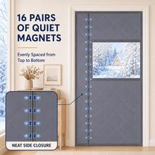 Pure Gray Side-Opening Winter Thermal Door Curtain With Visible Window, Built-In Strong Magnetic Blocks For Seamless Silent Closure, No-Drill Hook And Loop Installation, Hidden Bottom Weight, Suitable For Various Home Door Scenarios, Multiple Sizes Available - Solid Gray Side-open [Warm] - View 6
