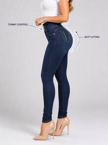 Women's Colombian Skinny Jeans - Dark Wash - View 3