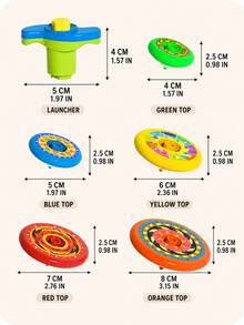 1 Set Mini Spinning Top Toy - Stackable Spinning Tops With 5 Tops And 1 Launcher, Early Education Stress Relief Toy For Kids, Party Game Interactive Supplies, Suitable For Boys And Girls Birthday Gift, Christmas Gift, Classroom Small Gift (Random Style And Color) - Multicolor - View 4