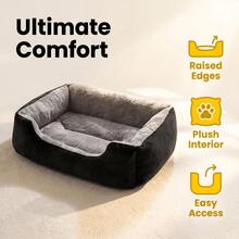 Thickened Plush Pet Bed Sofa - Non-Slip Rectangular Design, Multiple Sizes And Colors, Warm In Winter, Suitable For All Seasons, Soft Filling, Suitable For Small And Medium-Sized Dogs And Cats Sleep, Thickened Warm Square Pet Bed, Soft Plush Cat Bed Dog Bed, Small And Medium-Sized Dogs And Cats Home Sleep Mat, Soft Fluffy Plush Pet Bed, Warm And Comfortable Square Washable Pet Bed, Indoor Pet Sofa Bed, Suitable For Autumn And Winter - Multicolor - View 5