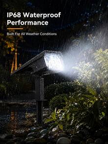 POSE UP 1/2/4/6pcs Solar Spotlights 38LED Outdoor Solar Flood Lights IP68 Waterproof Landscape Lighting Adjustable Solar Garden Lights With Auto On/Off Sensor Suitable For Yard Lawn Patio Villa Path Driveway And Holiday Decoration - Black and White - View 11