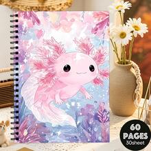 Watercolor Pink Axolotl Notebook, 30 Sheets 60 Pages Lined Blank Notebook, Animal Notebook, Journal, Ideal Gift For Back To School, Christmas - A5 - View 3