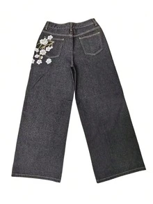 1pc Korean Street Style Women's Denim Jeans, Loose Casual All-Season Long Pants (This Product Does Not Include Belt/Accessories) White Fall - White - View 11