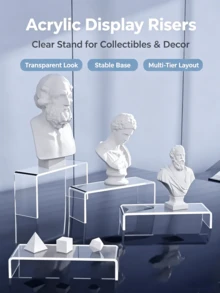 Acrylic Display Riser Stand Set, Clear Layered Display Shelf, Multifunctional Desktop Organizer, Non‑Slip Collectibles Showcase For Cosmetics, Figurines, Tabletop Home Decor - Multicolor - View 3