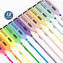 6/12pcs Macaron Color Highlighters, Colorful Note Highlighters, Suitable For Journals, Notebooks, School And Office Supplies, Back To School Season - Multicolor - View 10