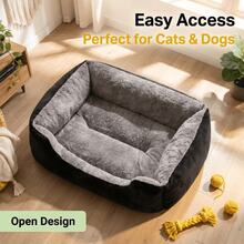 Thickened Plush Pet Bed Sofa - Non-Slip Rectangular Design, Multiple Sizes And Colors, Warm In Winter, Suitable For All Seasons, Soft Filling, Suitable For Small And Medium-Sized Dogs And Cats Sleep, Thickened Warm Square Pet Bed, Soft Plush Cat Bed Dog Bed, Small And Medium-Sized Dogs And Cats Home Sleep Mat, Soft Fluffy Plush Pet Bed, Warm And Comfortable Square Washable Pet Bed, Indoor Pet Sofa Bed, Suitable For Autumn And Winter - Multicolor - View 6