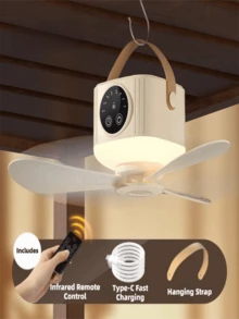 Kipas Gantung Portabel untuk Tenda, Cocok untuk Berkemah di Luar Ruangan, Dilengkapi Lampu LED Ultra Terang, Baterai Isi Ulang Kapasitas Besar, Kipas Gantung Mini, 4 Kecepatan Angin yang Dapat Diatur, Timer dan Kontrol Jarak Jauh, Pengisian Cepat Tipe-C, Cocok untuk Tenda, Asrama, Kamar Tidur, Halaman Belakang, Teras, Taman - 1 buah - View 17