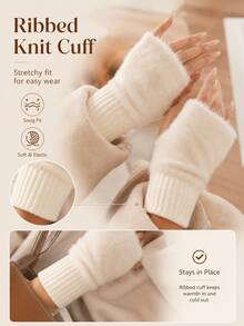 Women's Fingerless Gloves, Faux Fur Cuff, Soft Warm Knitted Sleeve, Touchscreen Friendly, Suitable For Typing, Autumn New Arrival, Essential Accessory For Classroom Or Shopping - Multicolor - View 5
