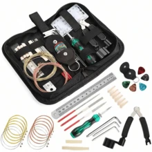 Bộ dụng cụ sửa chữa đàn guitar 30 trong 1, hộp dụng cụ sửa chữa đàn guitar đa chức năng, bộ dụng cụ thay thế phụ kiện đàn guitar, bao gồm miếng gảy, dây đàn, kẹp. - Nhiều màu - Xem 9