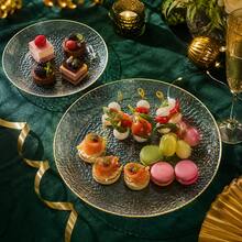 50/25/20/10pcs Transparent Gold Rim Plates/Trays Set, 7.5 Inch/10.25 Inch Reusable Plates, Food Trays, Fruit And Snack Platters, Dessert And Salad Plates, Cheese And Candy Trays, Multi-Purpose Tableware For Party, Wedding, Birthday, Picnic, Holiday Events, Easy To Clean And Durable, Suitable For Home And Event Elegant Table Setting - View 6
