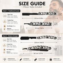 Professional Barber Skull Pattern Shavette Straight Razor Set For Men, Foldable Shaving Razor With Curved & Straight 2 Handle Designs, Quick Change Blade For Precise Beard Hairline Trimming, Comes With 100 Replacement Blades, Salon Grooming Gift Kit - Multi-color - View 7