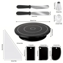 Bộ 126 món dụng cụ trang trí bánh, gồm bàn xoay bánh 11 inch, 100 túi bắt kem dày 12 inch, 18 đầu bắt kem lớn 1 inch và các dụng cụ bắt kem khác, phù hợp làm bánh tại nhà, trang trí kem bơ DIY - Xem 3