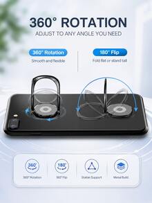 Support de téléphone rotatif à 360° en métal, support de doigt pliable ultra-fin, support de téléphone anti-chute, support de téléphone rond réglable, poignée arrière de téléphone, accessoire de smartphone universel, convient pour iPhone et Android, support de bureau mains libres - Multicolore - Voir 10