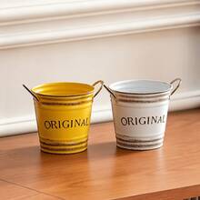 1/2/3pcs American Vintage Letter Double-Ear Metal Flower Pot, Suitable For Succulent Plants, Cosmetic Storage, Desktop Organizer, Living Room/Outdoor Garden Decor, Pen Holder, Flower Bucket - Flowerpot - View 18