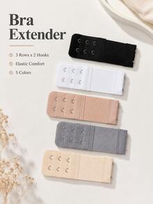 5pcs Multi-Color Bra Extender 3-Row 4-Hook Elastic Band Lingerie Extension Buckle Stainless Steel Back Hook Adjuster - Multicolor - View 6