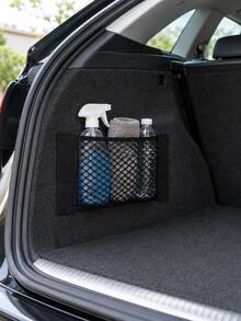 1pc Car Trunk Storage Net 25*40CM Double Layer Elastic Hook & Loop Design, Flocked Interior Dedicated No-Drill Car Storage Mesh Pocket - Car Cargo Net - View 4