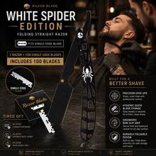 Professional Barber Shavette Straight Razor Set For Men, Hollow Out Spider Pattern Foldable Shaving Razor, Easy Blade Swap Design, Includes 100 Replacement Blades, Salon Precision Edging Grooming Tool, Gift For Barbers & Bearded Men - Multi-color - View 11
