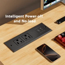 Stopkontak Terintegrasi, 2 Stopkontak AC dan 2 Port USB-A (5V 2.1A), Kabel Ekstensi 1,5m/5ft, Stasiun Pengisian Daya Terintegrasi untuk Meja, Cocok untuk Meja Kantor Rumah, Meja Dapur, Meja Samping Tempat Tidur, Meja Samping Sofa, Meja Kerja, Kamar Asrama - Steker Tipe B AS (110-127V) - View 5