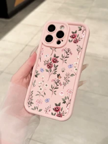 Soft Pink Floral Butterfly Thick Anti-Drop Phone Case Soft Shell Compatible With Apple 18 Pro Max/17 Pro Max/16/15/14/13/12/11/XR/XS/15 Plus And Other Models, Holiday Gift For Men And Women - Pink - View 3