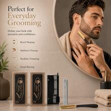 Foldable Barber Shavette Razor Kit For Men, 1 Precision Straight Edging Razor With Easy Blade Swap, Comes With 30 Anti-Scratch Single Edge Blades, Smooth Irritation-Free Shave For Beard Neckline, Barbershop Home Grooming Gift - Multi-color - View 2